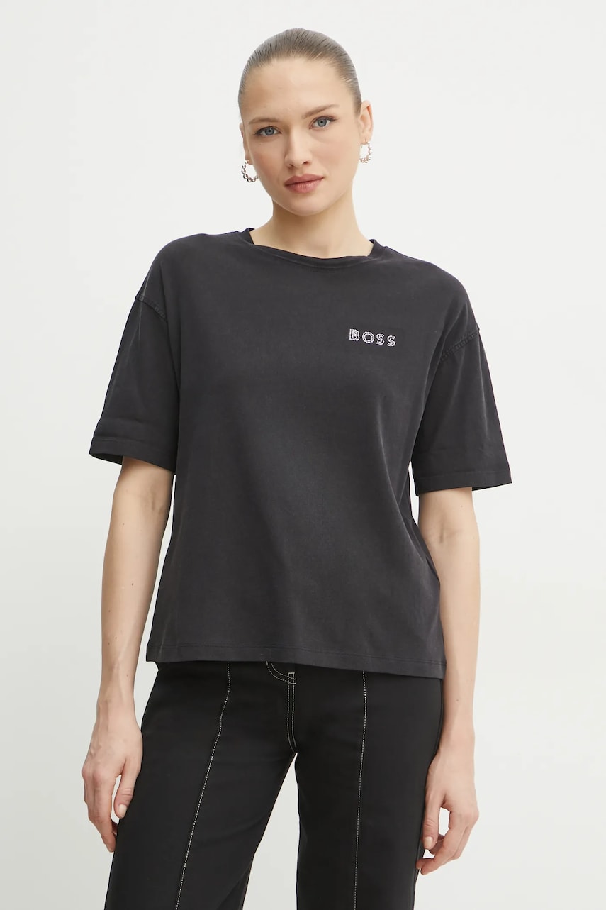 BOSS Orange tricou din bumbac femei, culoarea negru, 50535106 BOSS Orange tricou din bumbac femei, culoarea negru, 50535106