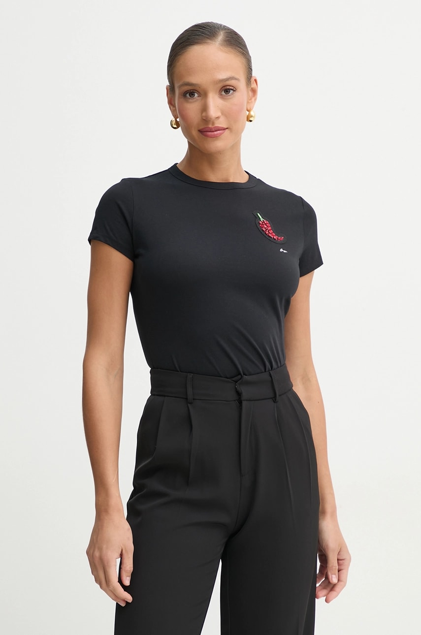 BOSS Orange tricou din bumbac femei, culoarea negru, 50535125 BOSS Orange tricou din bumbac femei, culoarea negru, 50535125
