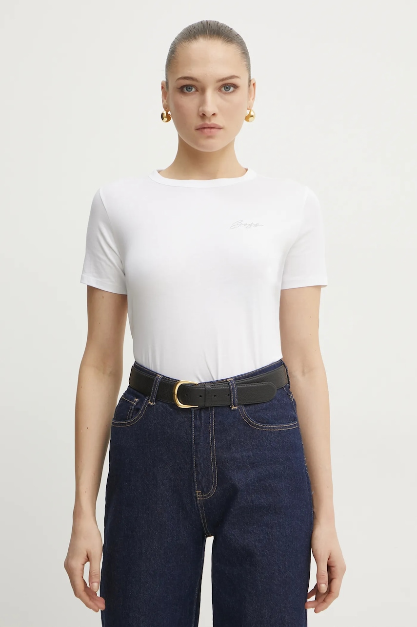 BOSS Orange tricou din bumbac femei, culoarea alb, 50535322
