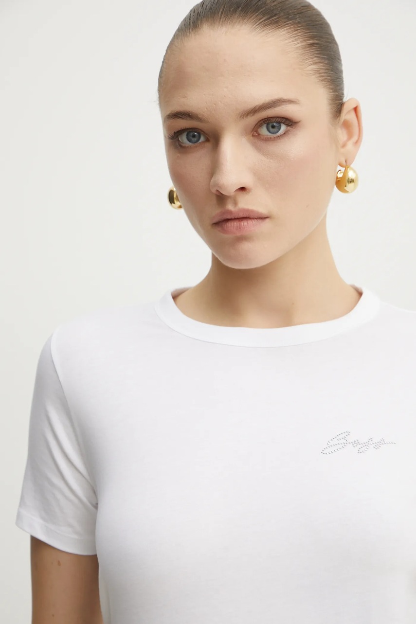 Βαμβακερό μπλουζάκι BOSS Orange γυναικείο, χρώμα: άσπρο, 50535322 φωτογραφία