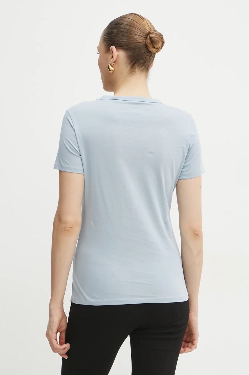 Βαμβακερό μπλουζάκι BOSS Orange γυναικείο, χρώμα: μπλε, 50535322 φωτογραφία