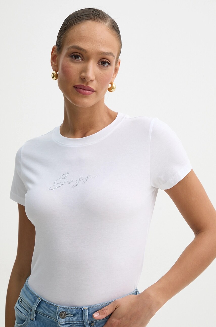 BOSS Orange tricou din bumbac femei, culoarea alb, 50538826