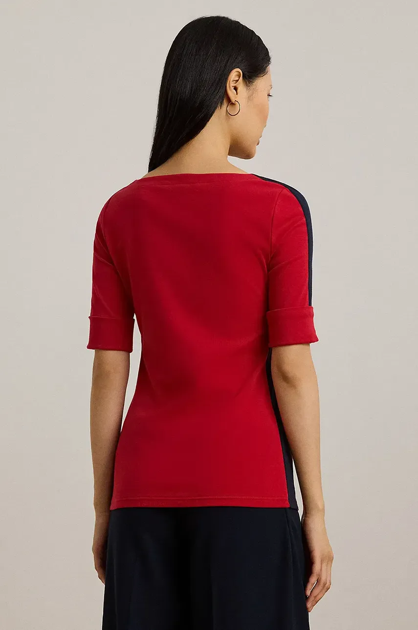 Хлопковая футболка Lauren Ralph Lauren женская цвет красный 200957589 Хлопковая футболка Lauren Ralph Lauren женская цвет красный 200957589