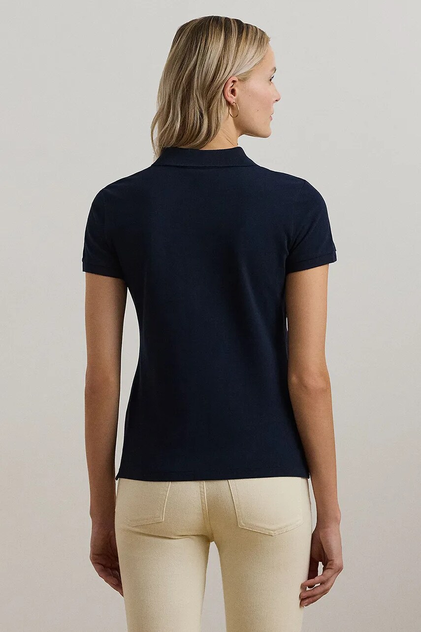 Хлопковое поло Lauren Ralph Lauren цвет синий 200957591 Хлопковое поло Lauren Ralph Lauren цвет синий 200957591