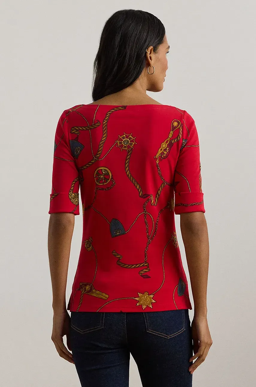 Хлопковая футболка Lauren Ralph Lauren женская цвет красный 200957614 Хлопковая футболка Lauren Ralph Lauren женская цвет красный 200957614