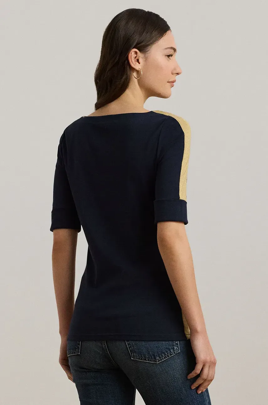 Хлопковая футболка Lauren Ralph Lauren женская цвет синий 200963099 Хлопковая футболка Lauren Ralph Lauren женская цвет синий 200963099