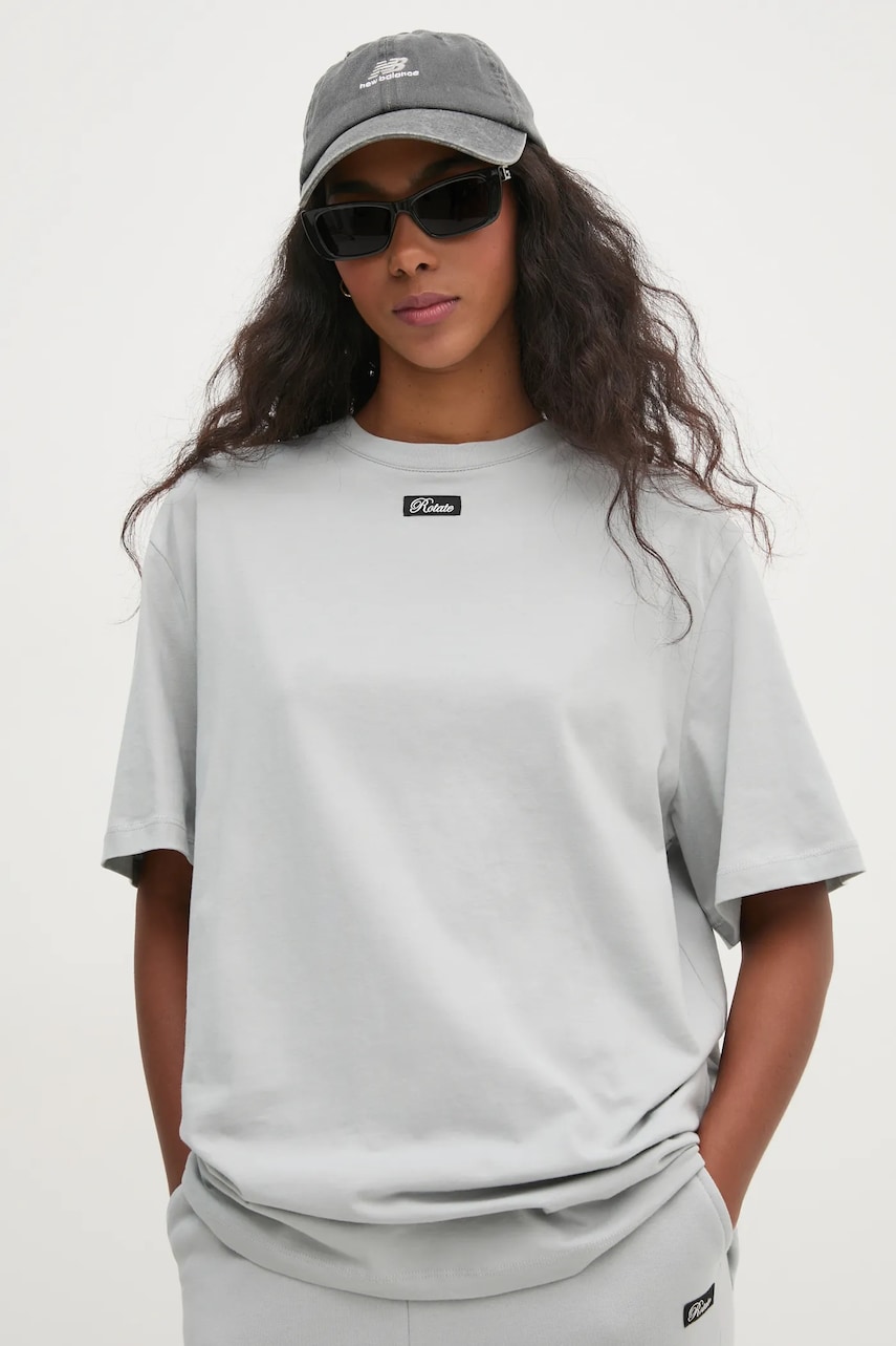 Rotate tricou din bumbac femei, culoarea gri, 1137242387