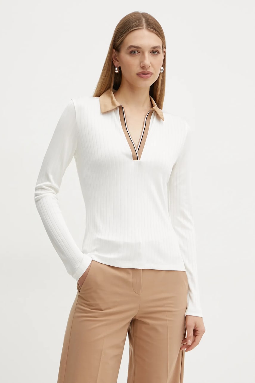 BOSS longsleeve femei, culoarea bej, 50542213