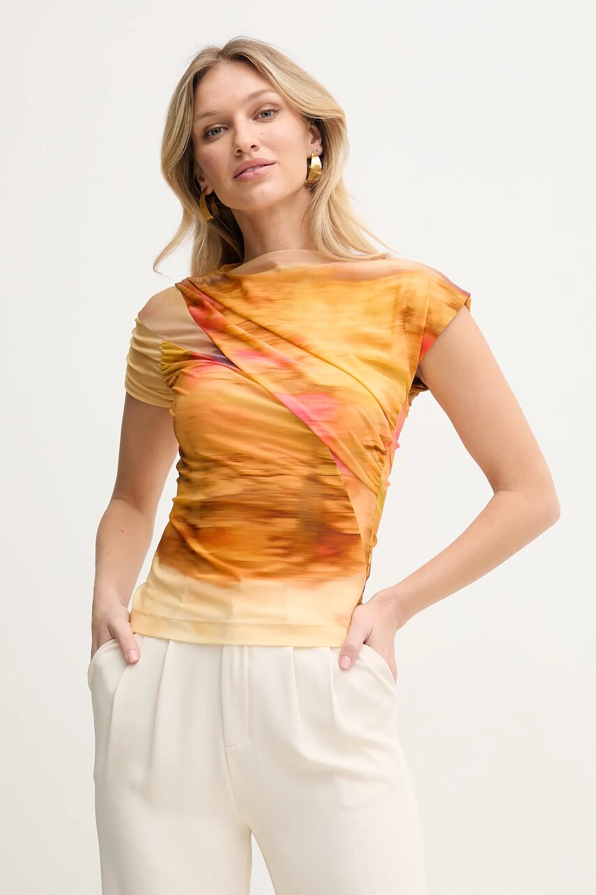 Levně Halenka Pinko dámská, oranžová barva, vzorovaná, 104836 A2G1