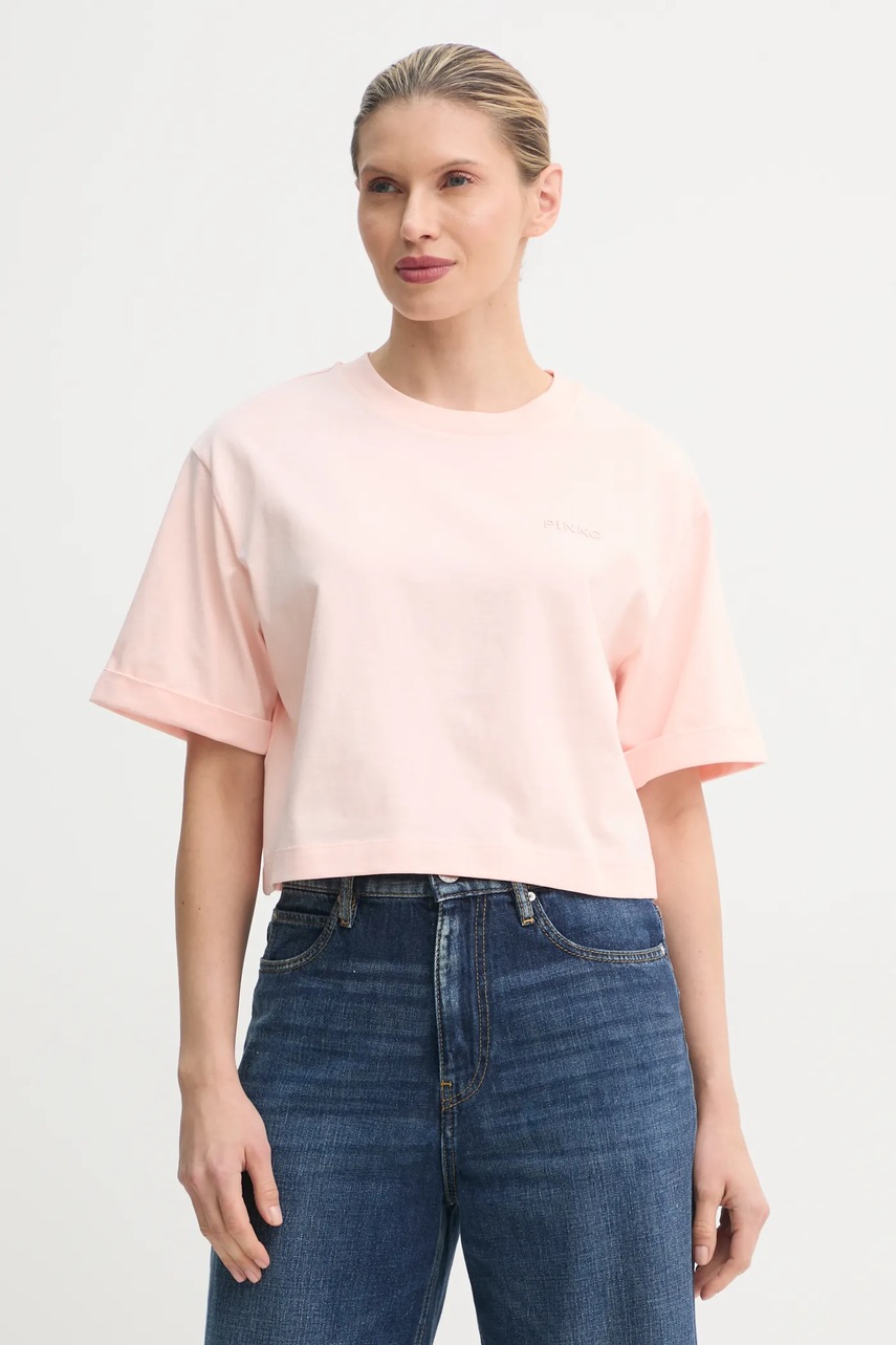 

Памучна тениска Pinko в розово 104882 A2HN, Розов