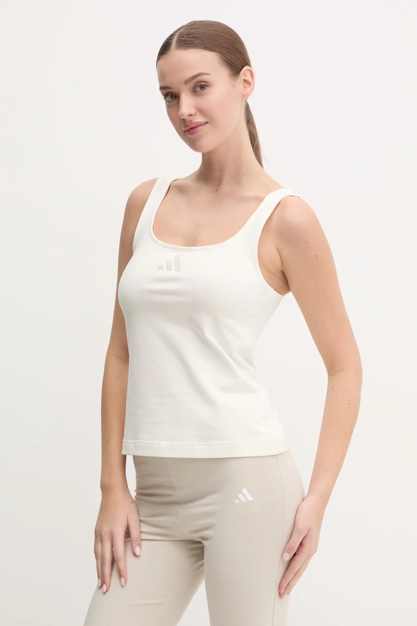 adidas top ALL SZN Luxe femei, culoarea bej, JJ2337