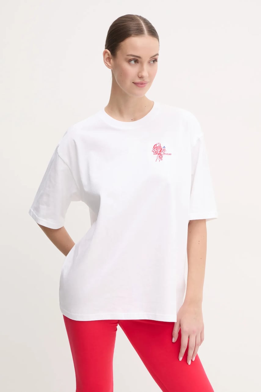 adidas tricou din bumbac W C PHOTO TEE femei, culoarea bej, JN9091 adidas tricou din bumbac W C PHOTO TEE femei, culoarea bej, JN9091