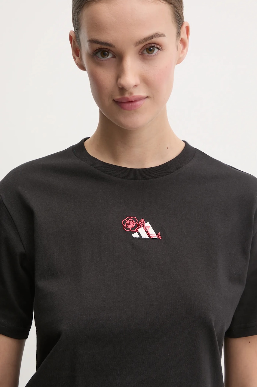 adidas tricou din bumbac W L MINI TEE femei, culoarea negru, JN8224 adidas tricou din bumbac W L MINI TEE femei, culoarea negru, JN8224