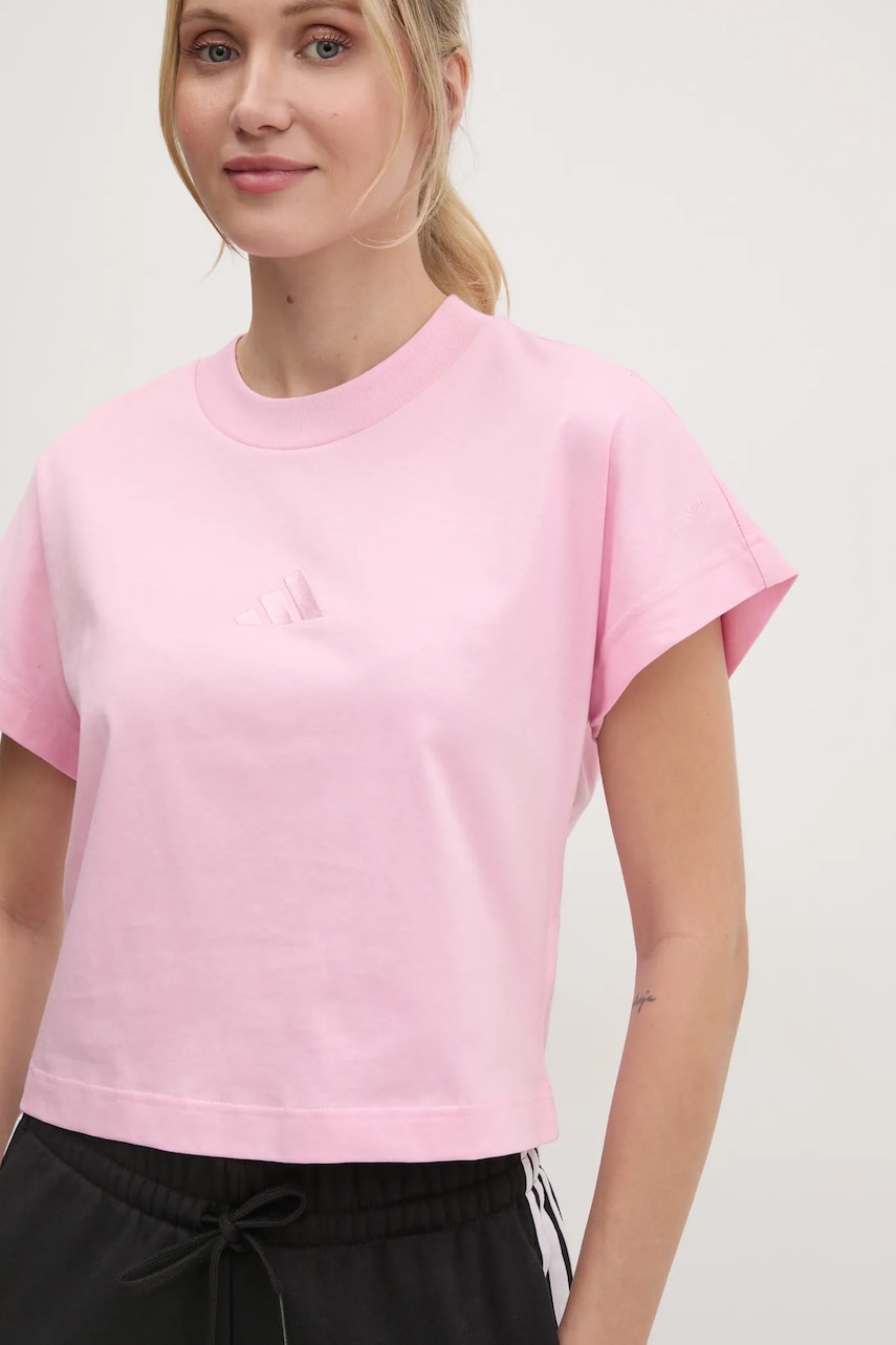 adidas tricou din bumbac ALL SZN femei, culoarea roz, JD0187 adidas tricou din bumbac ALL SZN femei, culoarea roz, JD0187