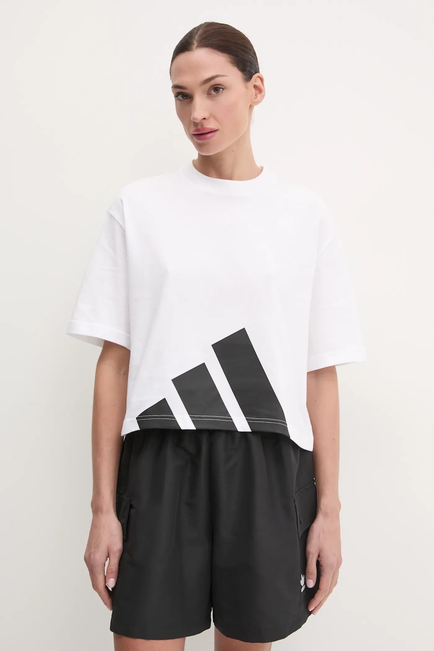 adidas tricou din bumbac Essentials femei, culoarea alb, JG8737