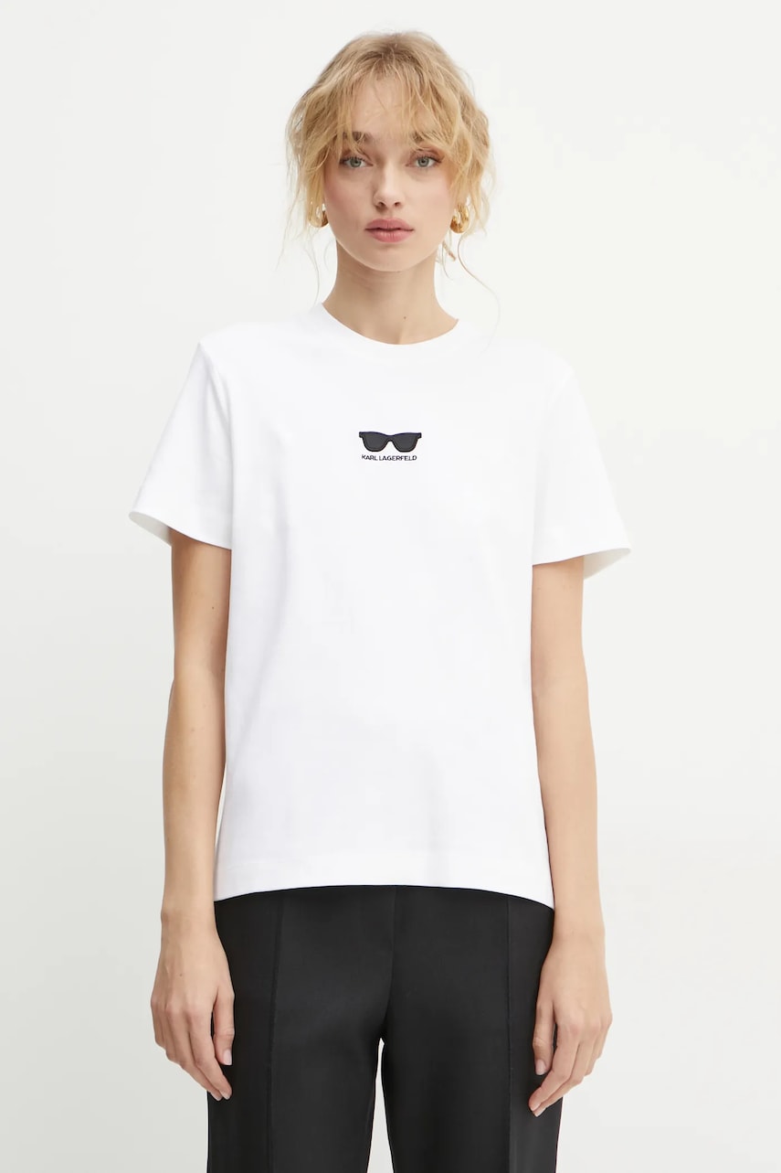 Karl Lagerfeld tricou din bumbac femei, culoarea alb, A1W17021 Karl Lagerfeld tricou din bumbac femei, culoarea alb, A1W17021