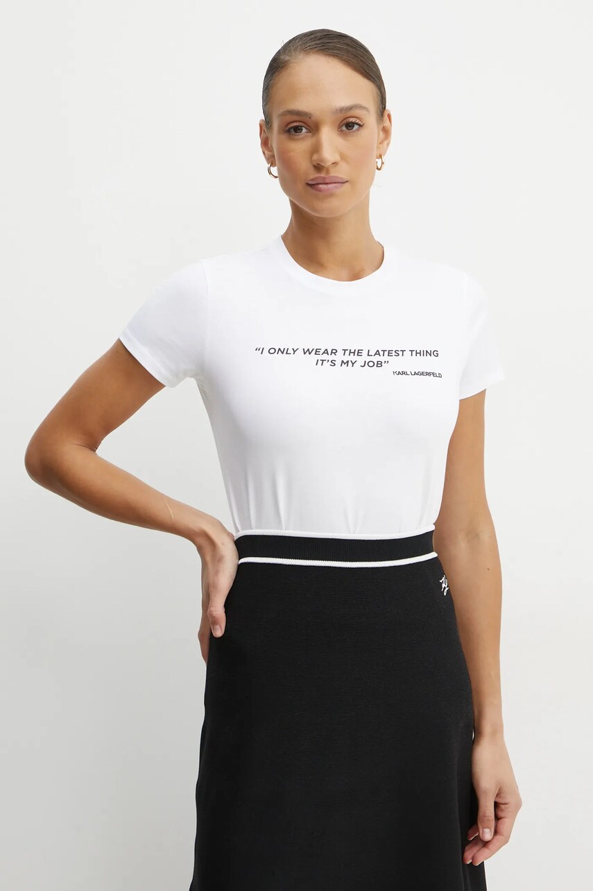 Karl Lagerfeld tricou din bumbac femei, culoarea alb, A1W17068