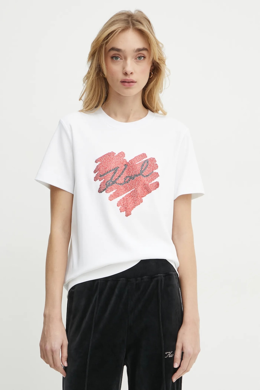Karl Lagerfeld tricou din bumbac femei, culoarea alb, A1W17115 Karl Lagerfeld tricou din bumbac femei, culoarea alb, A1W17115