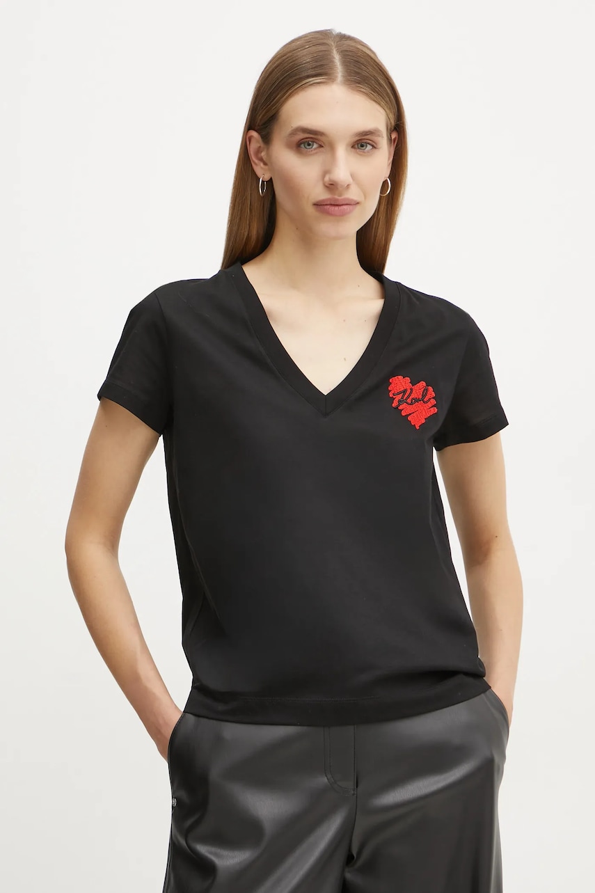 Karl Lagerfeld tricou din bumbac femei, culoarea negru, A1W17116 Karl Lagerfeld tricou din bumbac femei, culoarea negru, A1W17116