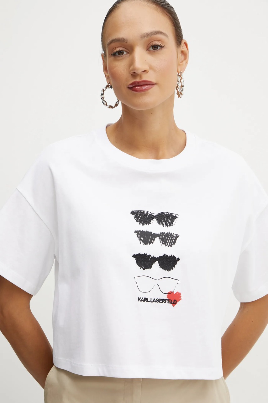 Karl Lagerfeld tricou din bumbac femei, culoarea alb, A1W17121