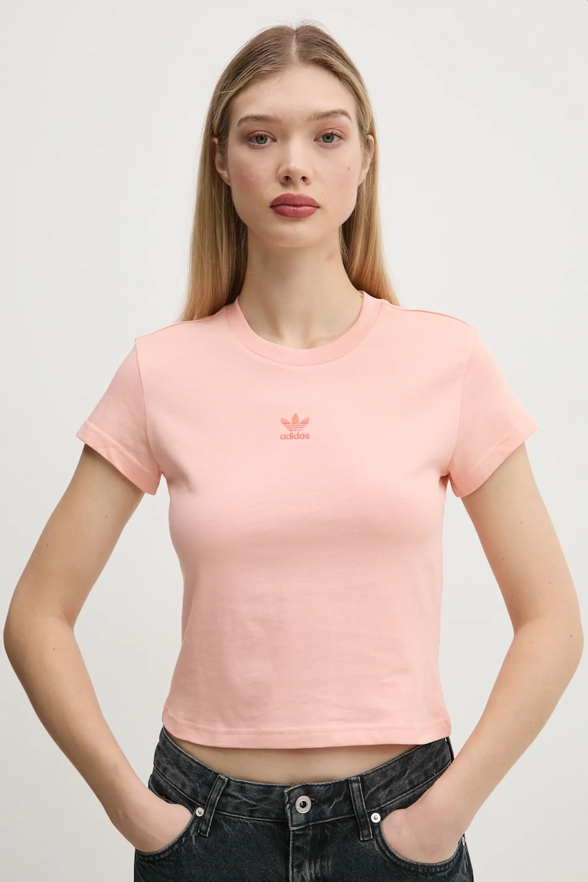 adidas Originals tricou din bumbac Essential femei, culoarea portocaliu, JC8971 adidas Originals tricou din bumbac Essential femei, culoarea portocaliu, JC8971