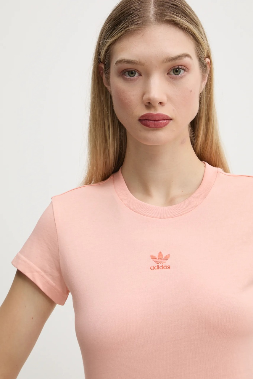 Βαμβακερό μπλουζάκι adidas Originals Essential γυναικείο, χρώμα: πορτοκαλί, JC8971 φωτογραφία