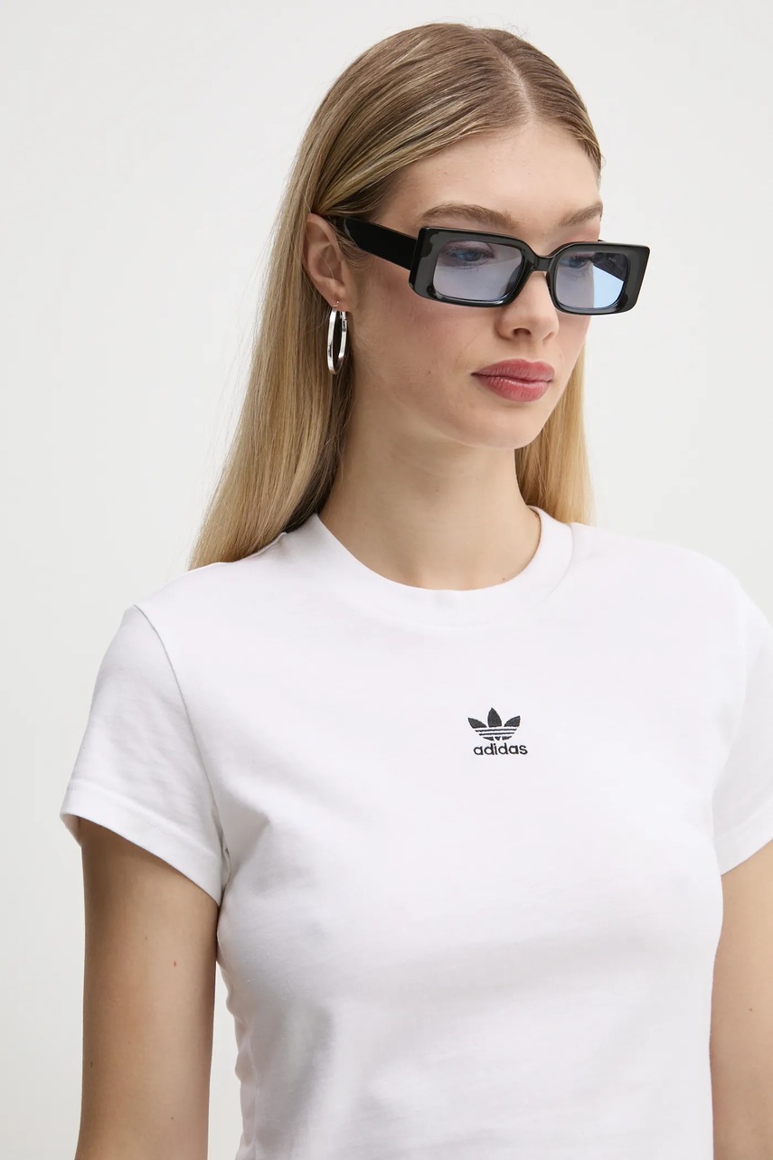 Βαμβακερό μπλουζάκι adidas Originals Essential γυναικείο, χρώμα: μπεζ, JC8973 φωτογραφία