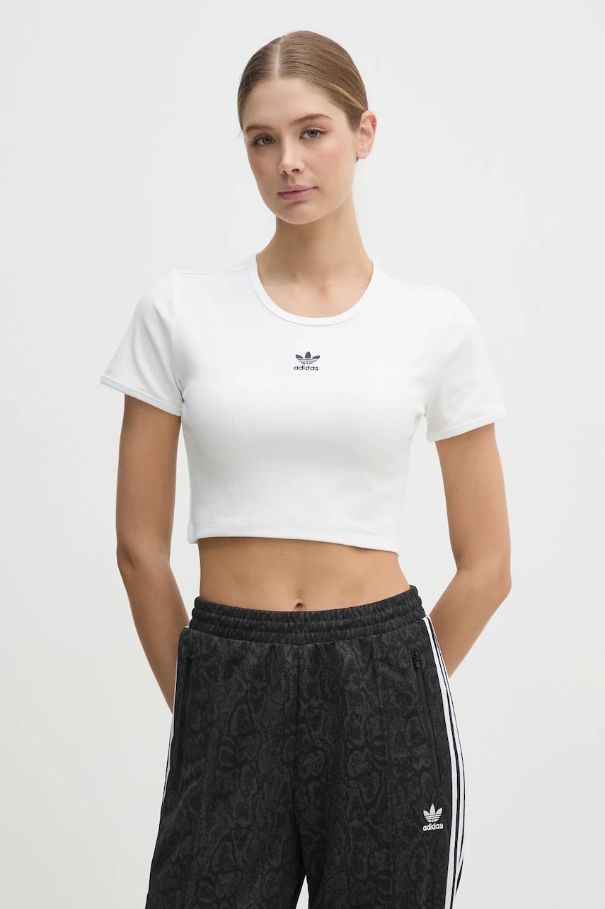 adidas Originals tricou Essential femei, culoarea alb, JC9026 adidas Originals tricou Essential femei, culoarea alb, JC9026