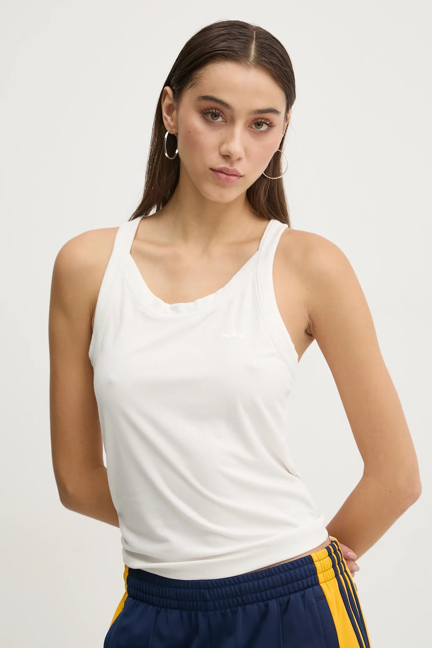 adidas Originals top Essential femei, culoarea bej, JD4768