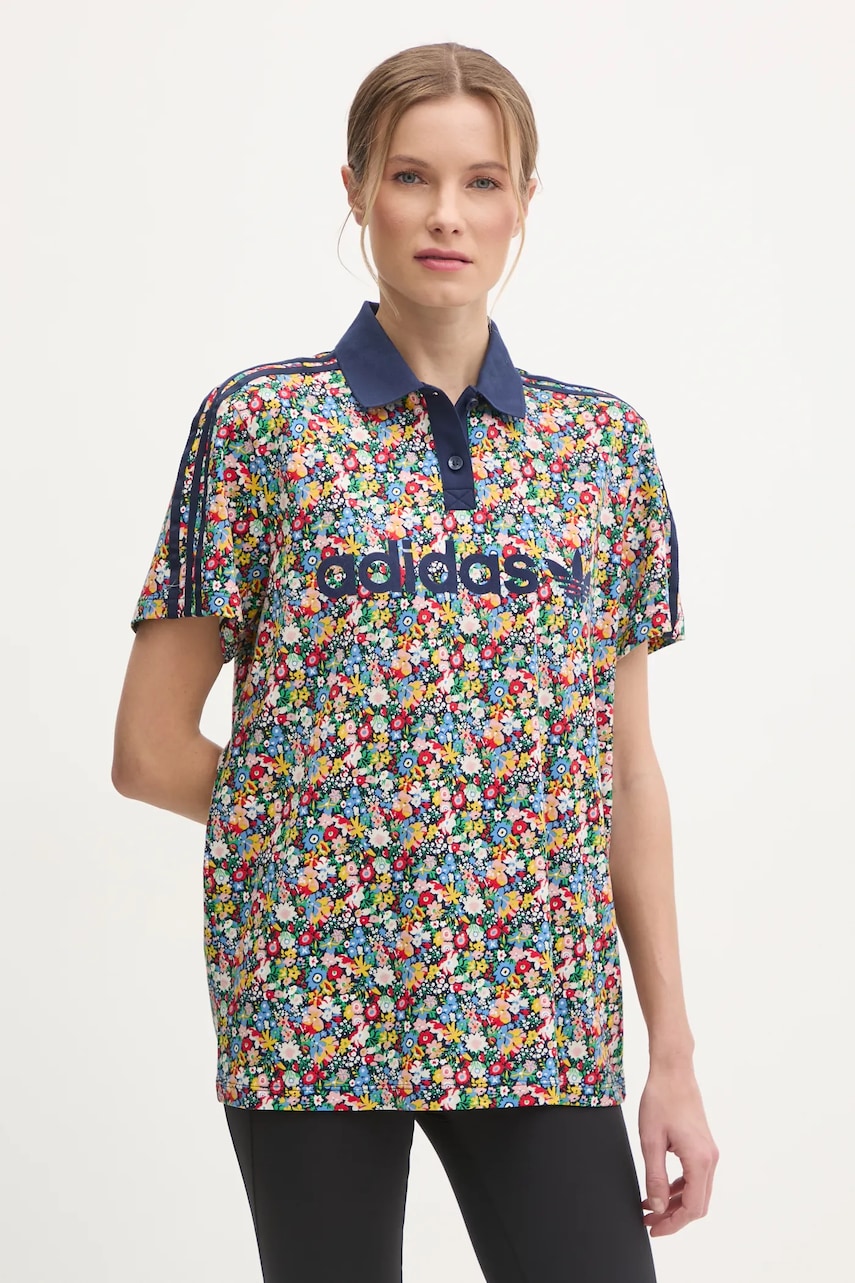 adidas Originals tricou polo Liberty femei, culoarea bleumarin, JC7786 adidas Originals tricou polo Liberty femei, culoarea bleumarin, JC7786