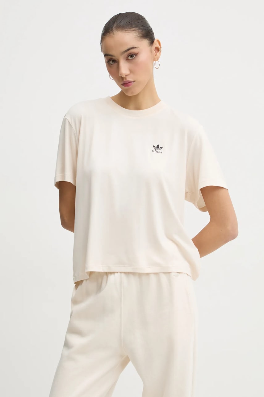 adidas Originals tricou SNAKE TRF TEE femei, culoarea bej, JC5747