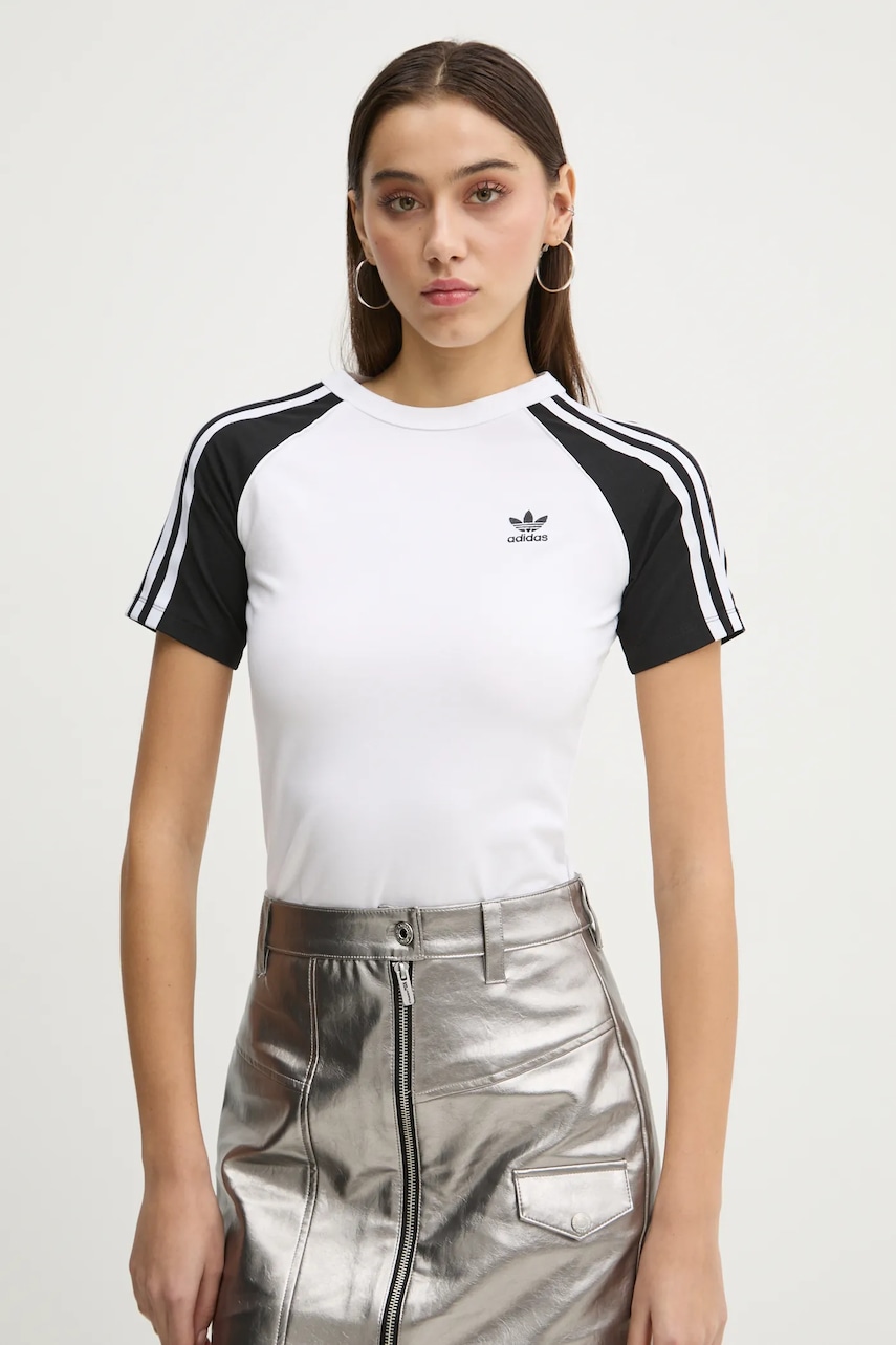 adidas Originals tricou 3S SLIM TEE femei, culoarea alb, JD0834
