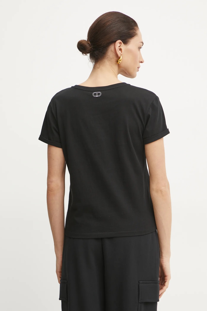 Βαμβακερό μπλουζάκι Twinset γυναικείο, χρώμα: μαύρο, 251TP2540 φωτογραφία