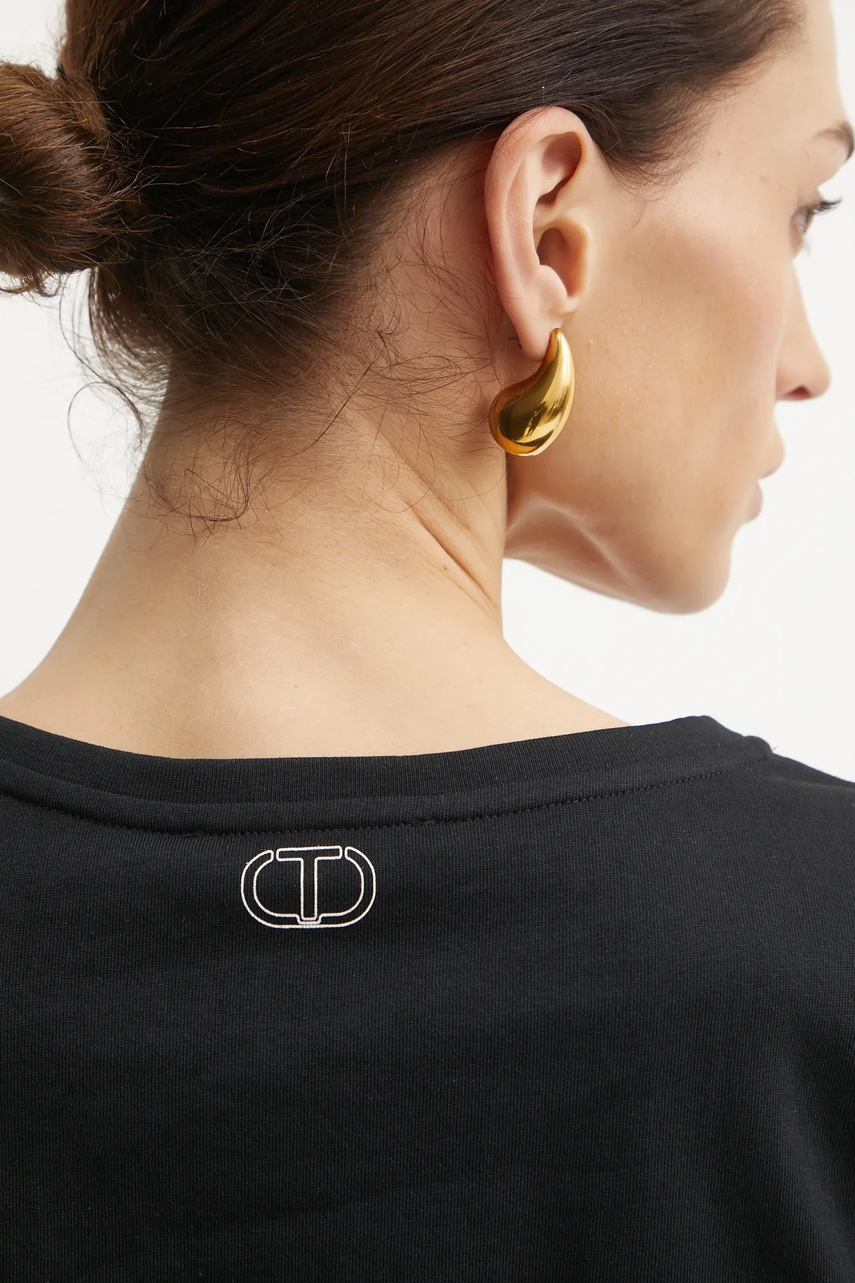 Βαμβακερό μπλουζάκι Twinset γυναικείο, χρώμα: μαύρο, 251TP2540 φωτογραφία