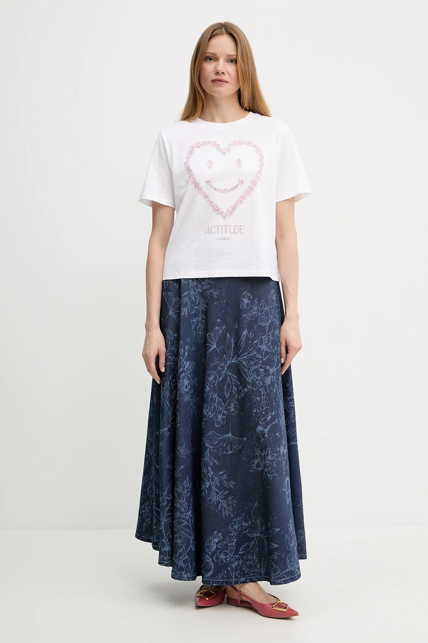 Хлопковая футболка Twinset цвет белый 251AX2120