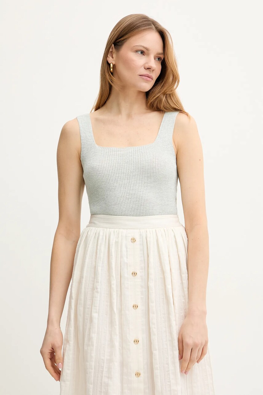 Levně Top s příměsí lnu Twinset modrá barva, 251TT3147