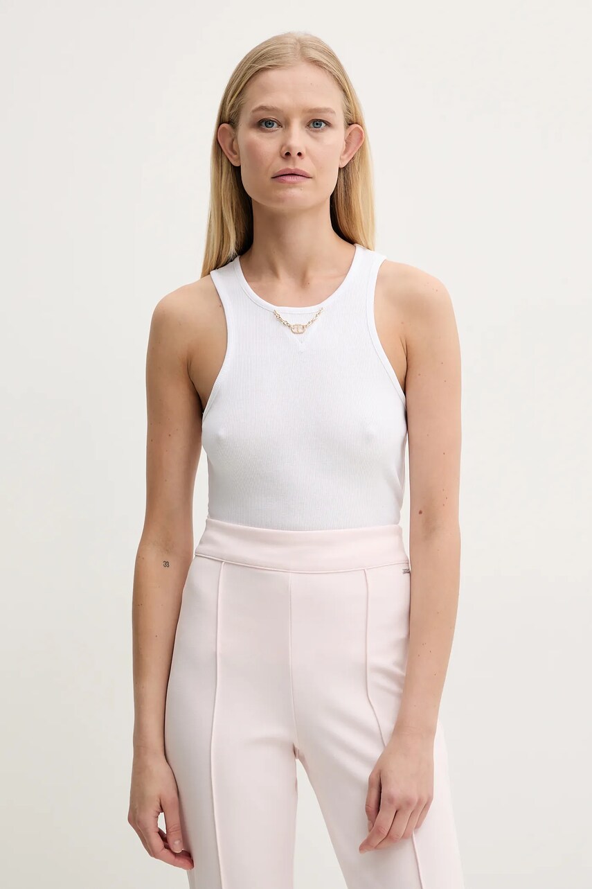 Levně Bavlněný top Twinset bílá barva, 251TT2400