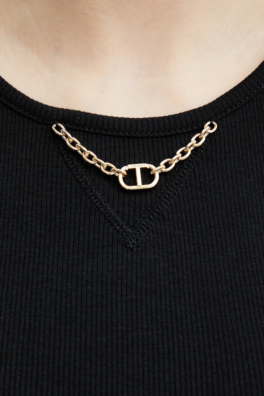 Βαμβακερό τοπ Twinset χρώμα: μαύρο, 251TT2400 φωτογραφία