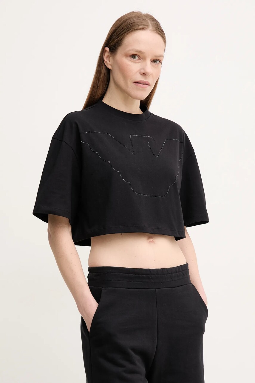 Levně Bavlněné tričko Emporio Armani černá barva, EW000897 AF12573