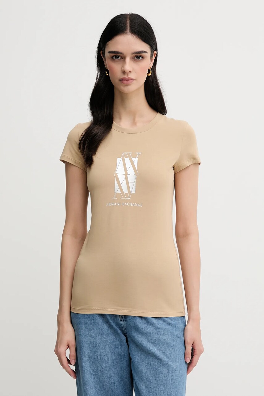 Levně Tričko Armani Exchange dámské, béžová barva, XW000511 AF11929
