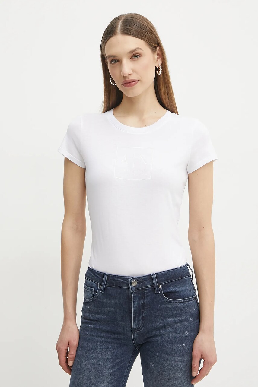 Armani Exchange tricou din bumbac femei, culoarea alb, XW000530 AF10359
