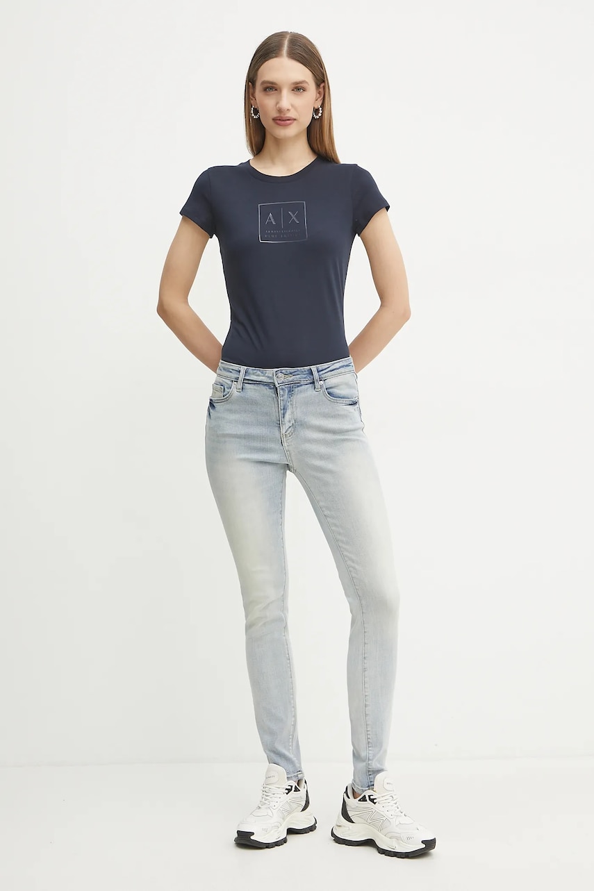 Хлопковая футболка Armani Exchange женская цвет синий XW000530 AF10359 Хлопковая футболка Armani Exchange женская цвет синий XW000530 AF10359