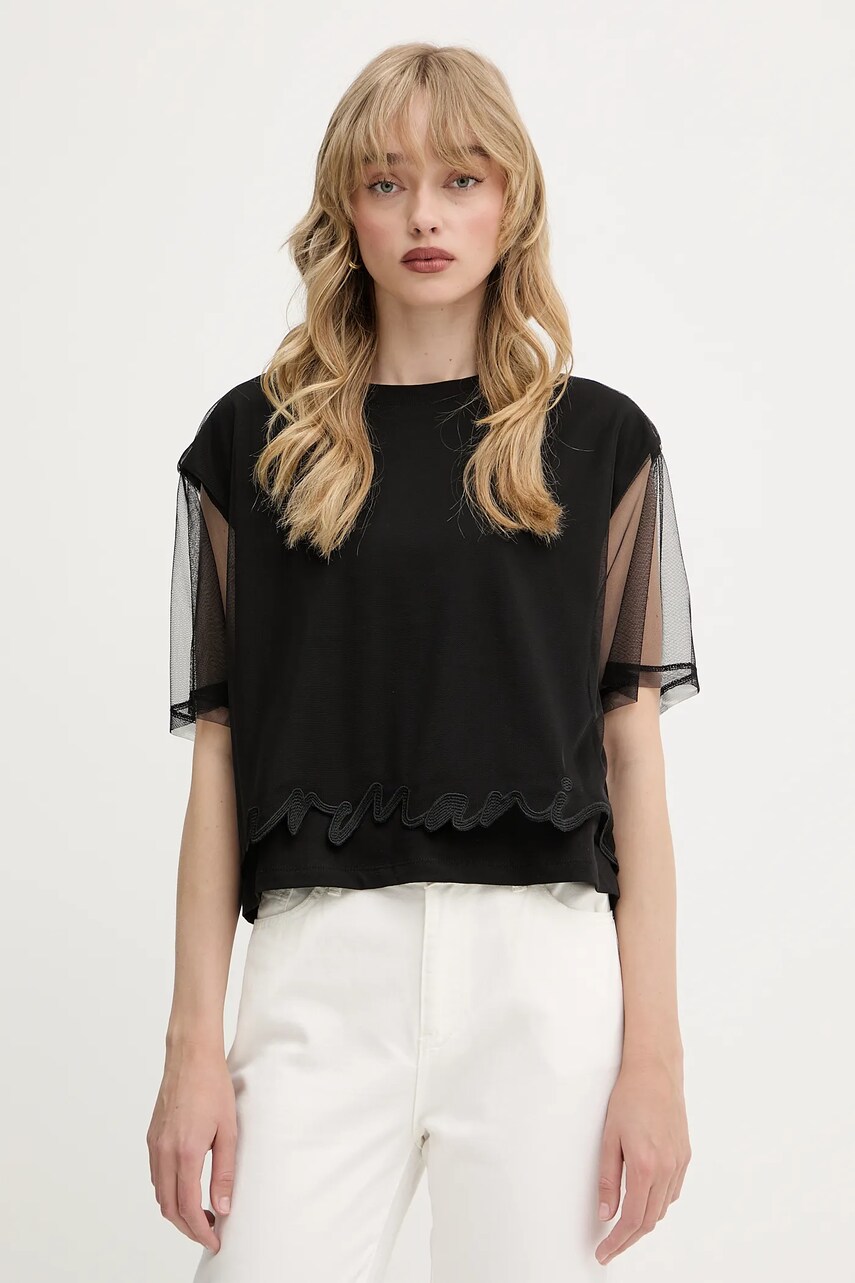 Levně Tričko Armani Exchange dámské, černá barva, XW000541 AF10359