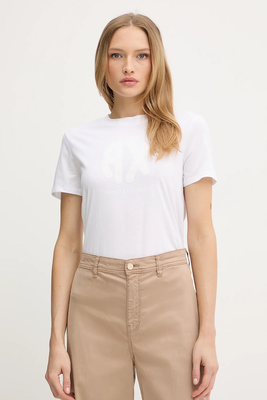 Levně Bavlněné tričko Armani Exchange dámské, bílá barva, XW000548 AF10359