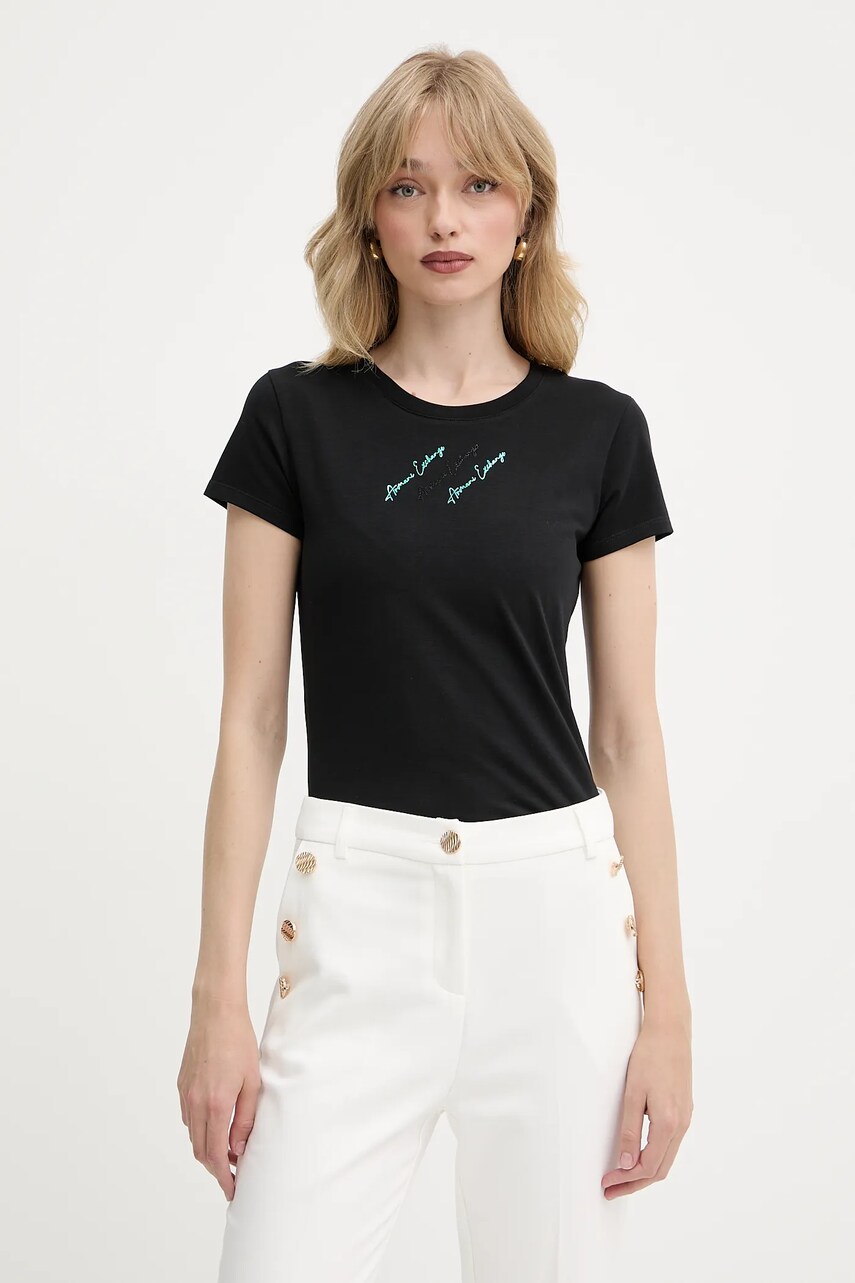Levně Tričko Armani Exchange dámské, černá barva, XW000599 AF10355