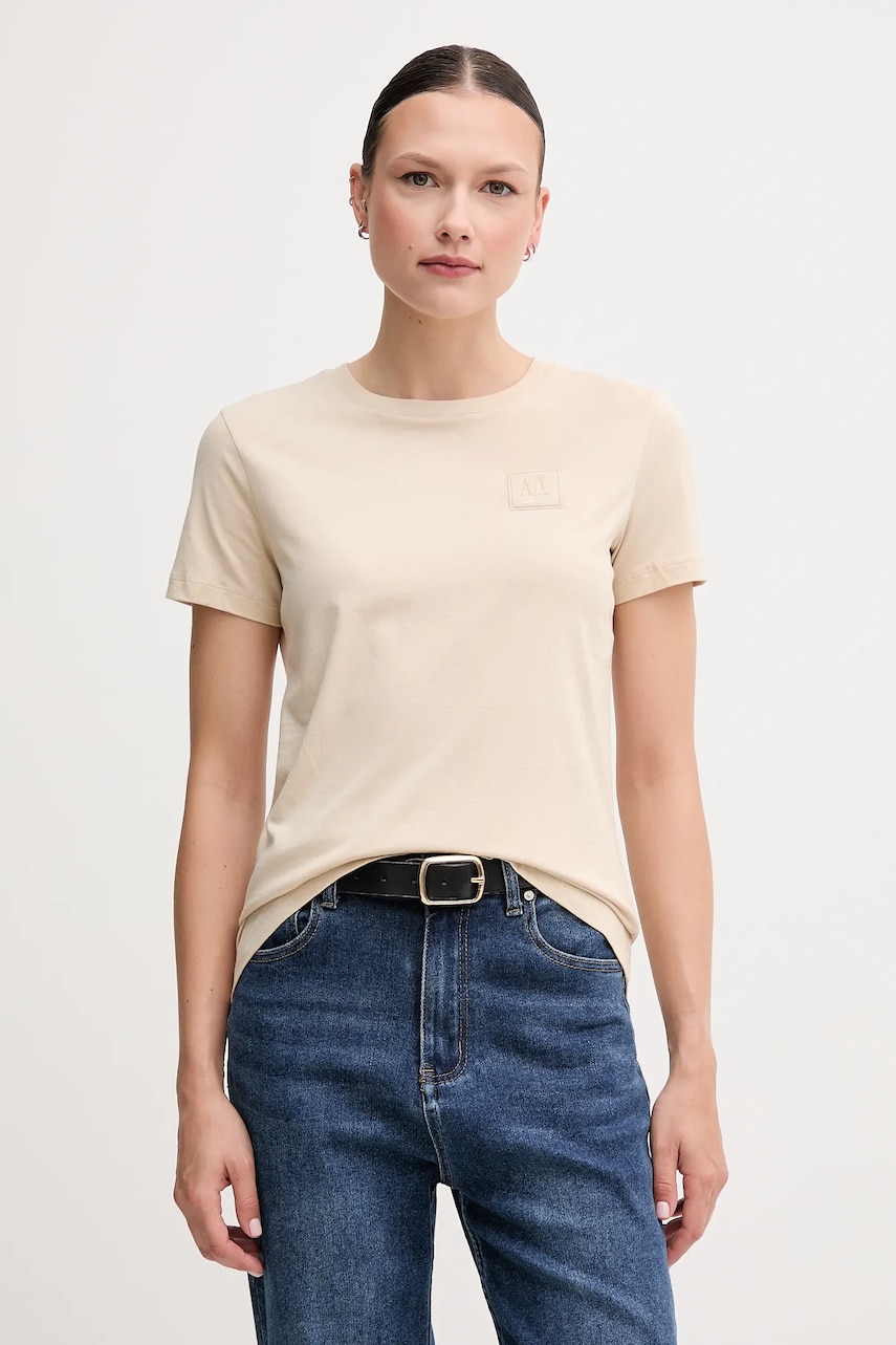 Armani Exchange tricou din bumbac culoarea bej, XW000831 AF10356