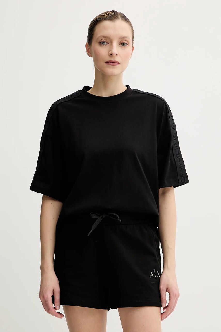 Levně Bavlněné tričko Armani Exchange dámské, černá barva, XW000514 AF11930
