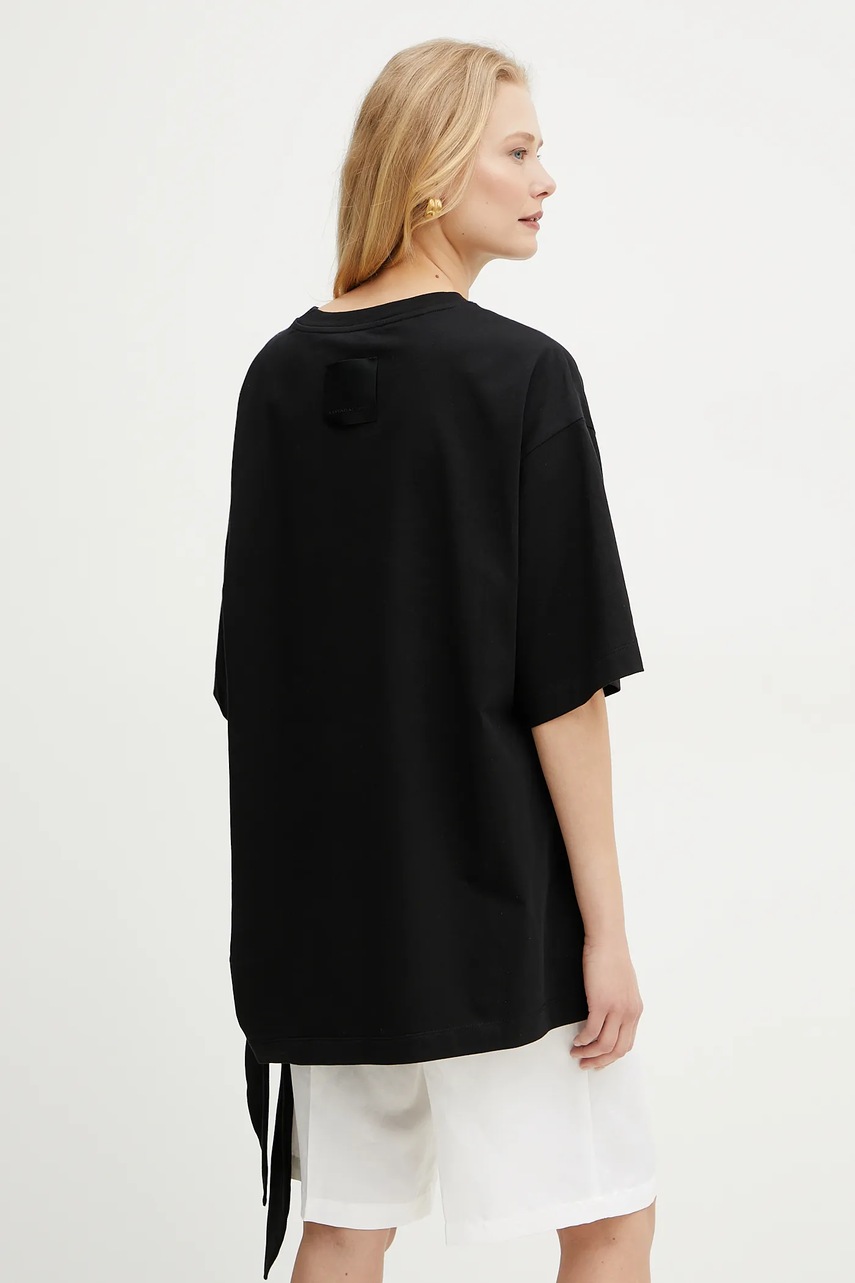 Βαμβακερό μπλουζάκι Liviana Conti γυναικείο, χρώμα: μαύρο, L5SW75 φωτογραφία