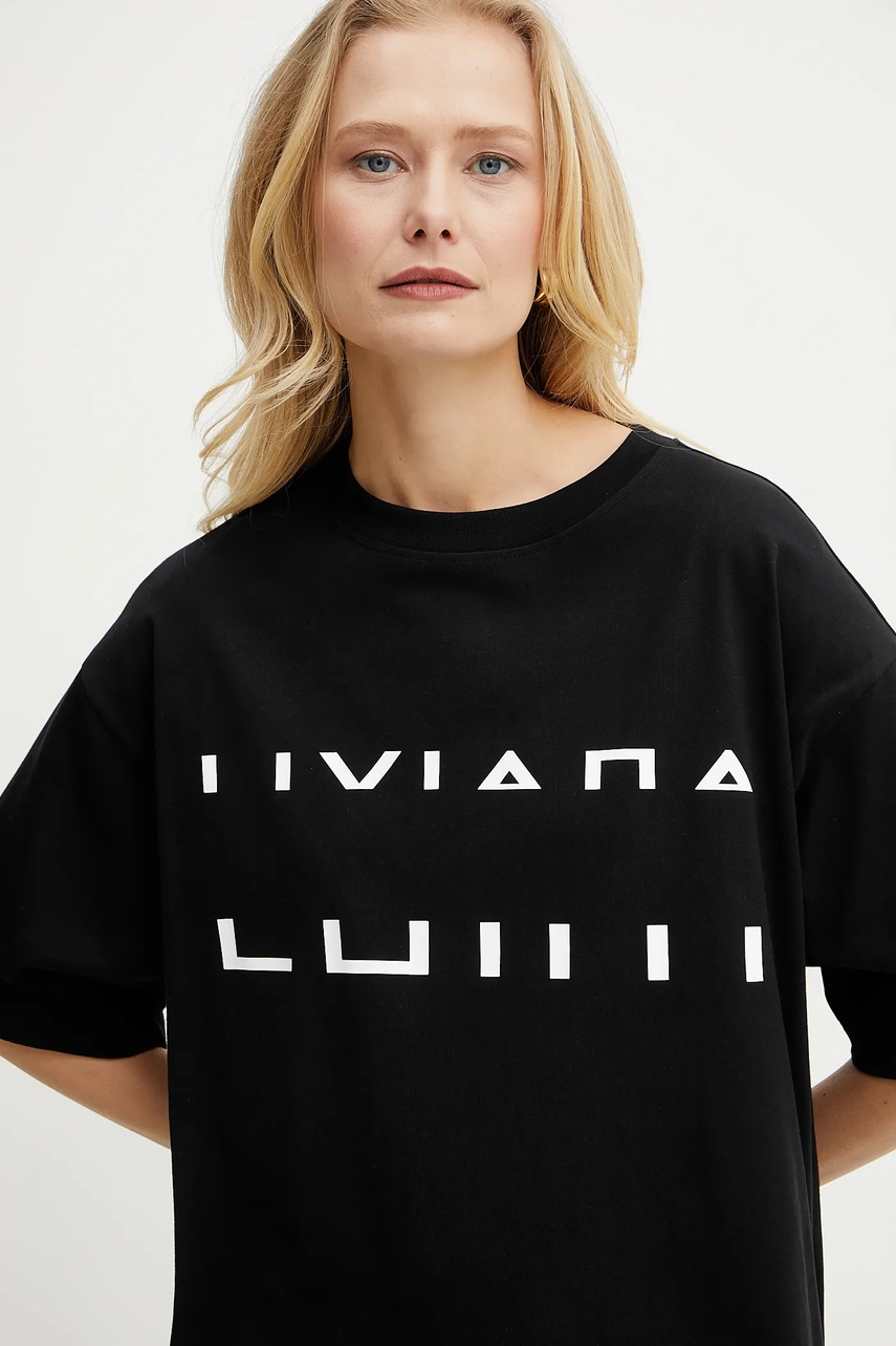 Βαμβακερό μπλουζάκι Liviana Conti γυναικείο, χρώμα: μαύρο, L5SW75 φωτογραφία