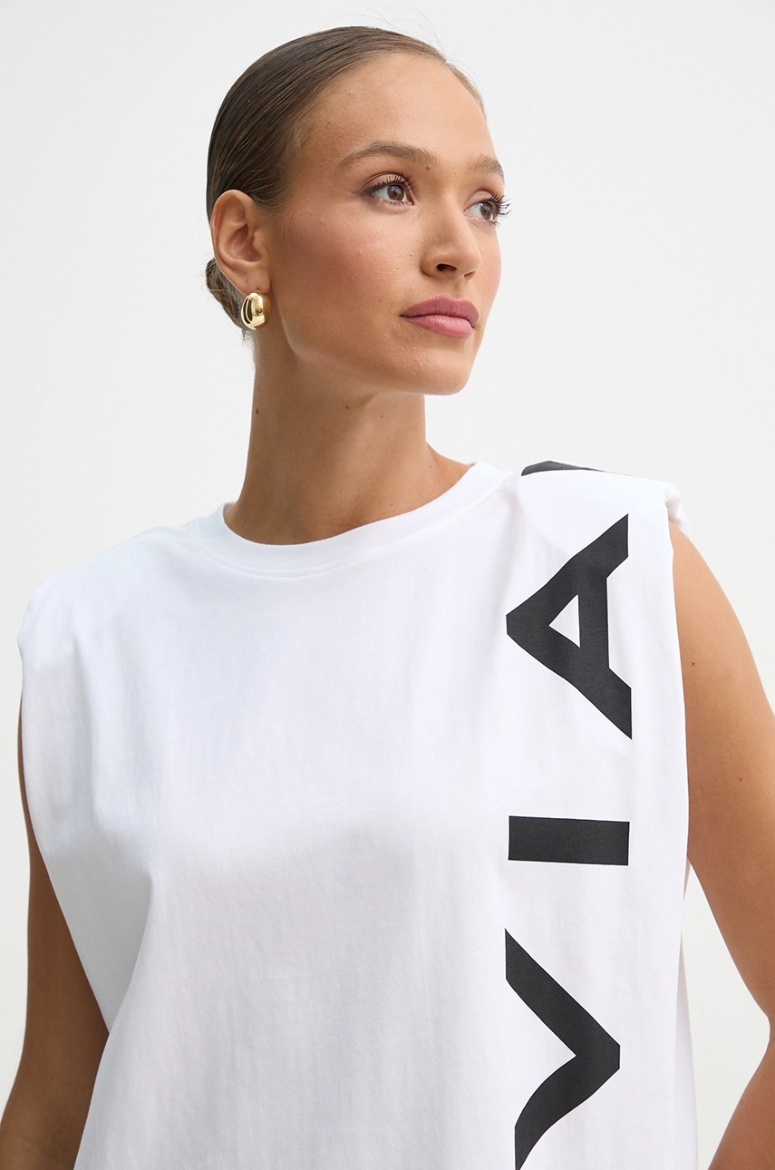 Βαμβακερό τοπ Liviana Conti χρώμα: άσπρο, F5SW60 φωτογραφία